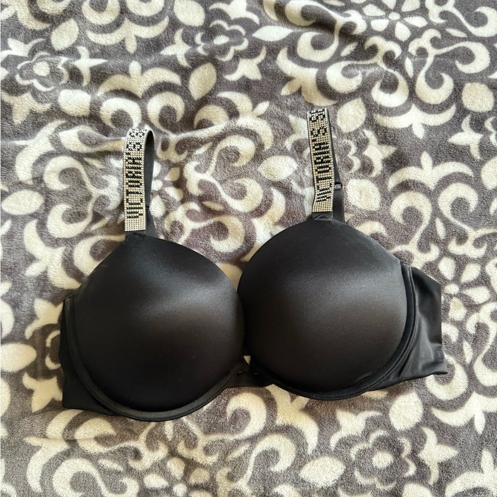 Victoria's Secret Black Rhinestone T-Shirt Bra
